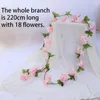 Dekorativa blommor Körsbär Artificiell Vine Fake Plastic Hanging Ivy Faux Home Decor Wedding Wall Decoration Mariage 220cm