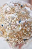 15st/Lot Gold Tone Clear Rhinestone Crystal and Cream Pearl Party eller Wedding Bouquet Brosches Bridal Accessory Diy Broach Wedding Supplies