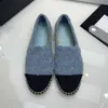 Chanells Chanelidade Tweed Alpadrille Chanei Sapatos Loafer Sapatos de Casa Preta Capt Plataforma Raffia Panudadores de palha