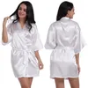 Mulheres sleepwear seda cetim robe para noivas curto noite casamento dama de honra quimono vestido de cor sólida sexy roupão