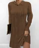 Kvinnors tröjor Casual Hooded Sweater Dress 2023 Autumn/Winter Solid Color Long Sleeped Stickover For Women S-XXL