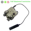 Tactical DBAL A2 IR Illuminator LED 무기 조명은 눈에 보이는 녹색 레이저 및 IR 레이저 사냥 소총 400 루멘 손전등이있는 원격 스위치 알루미늄으로 통합됩니다.