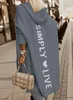 Kadın Örgü Tees kapüşonlu hırka moda rahat uzun kollu kadınlar sonbahar kış mektubu baskılı gevşek açık ceket 230830