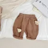 Trousers Spring And Autumn born Baby Boys with Pocket Bear Striped Cartoon Cotton Korean Fashion Soft Casual 230829