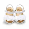 Sandali Scarpe da bambino Ragazza Estate Piatto Fiore bianco Principessa Nata Bambino Neonato Elegante Rosa Carino Prewalkers 0-18M