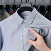 Chemises décontractées pour hommes, marque haut de gamme, chemise en pur coton, mode printemps-automne 2023, T-shirt à manches longues, couleur unie