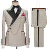 Mens Ternos Blazers Mais Recentes Projetos Homens de Luxo Terno Conjunto Slim Fit Groomsmen Noivo Vestido de Casamento Smoking Traje Homme Mariage 2 PCS Blazer Calças 230829