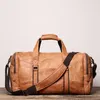 Duffel Çantalar Büyük Büyük Vintage Kahverengi Kahve Kayıtlı Üst Tahıl Gerçek Deri Kadın Erkekler Seyahat Çantası Omuz Messenger Gym Duffle M9013