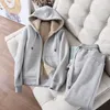 Tweedelige damesbroek Winter Dikke fleece effen hoodies Sets Dames casual kleding met lange mouwen Herfst Warm vrouwelijk sweatshirt met capuchon