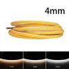 4 mm smal Cob LED -remsbelysning för bilvägg rumsdekoration 12v 24v 480Led Warm Cool White Light Bar Flexible Ribbon Diode Tape D2.5 LL