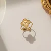 Four Leaf Clover Ring Natural Shell Gemstone Gold Plated 18K for Woman Designer T0P Highest Counter Quality Luxury Classic Style clover 670