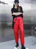 Pantaloni da donna Harun Primavera Autunno Rosso Vera pelle Elastico in vita alla caviglia Pelle di pecora Pendolarismo Casual