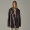 Damen-Lederjacken von Luxusmarken, Umlegekragen, hochwertige Kleidung, Mantel, modisch, minimalistisch, einfarbig, Designjacke