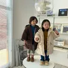 Casaco de inverno infantil xadrez interior de veludo longo estilo algodão acolchoado casacos meninos e meninas roupas grossas quentes com capuz jaquetas acolchoadas