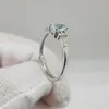 Cluster Rings Light Blue Aquamarine Ring 4mm 6mm 0.5ct Natural Jewelry Solid 925 Silver Gemstone Gift For Woman