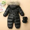 Down Coat Baby Jumpsuit Jacket Born Boys Toddler Girls Clothing White Duck 1-4 Years Thick Romper Winter Snowsuit