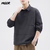 Men's Polos HIQOR Brand Men's Clothing Polo Shirt Man Casual Pocket Design Button Down Solid Color Patchwork Long Sleeve Shirt for Men M-4XL 230830