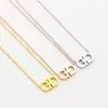 Korean Letters Nice Designer Pendant Necklaces for Women Simple Korea Fashion Hollow 18K Gold Stainless Steel Link Chain Choker Necklace Jewelry