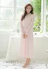 Women's Sleepwear Spring And Autumn Long-sleeve Royal Princess Nightgown Full Dress Fashion White Knitted Cotton Lounge