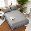 Sängkjol Elegant Korea -stil Ruffled Dust Gatherd Lägg till plattform Tresidig täckning Bedcover -16 tum (40 cm) hög (ingen örngott)