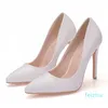 Dress Shoes Women Classic White Pu Leather Slip On Office Stiletto High Heels Lady Casual Sweet Party Comfort Thin Pumps