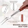 Gereedschap 12/14-inch metalen vork met houten handvat Roestvrij staal serveren/snijwerk voor grill BBQ-koken - keuken