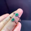 Cluster Rings Classic Silver Emerald Ring 3mm 4mm 0.1ct Natural May Birthstone Gift For Woman