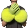 Mittens Wholesale Fur Gloves Winter Female Luxury Style Warm Sheepskin Genuine Leather Driving Thickening Mitten 230830