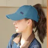 Bollmössor Summer Cap för kvinnor Ponytail Baseball Solid Color Sunhat Sport Running Sun Visor Hats Ponycap 230830