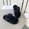 Designer Sandal Woody Sandals for Women Mules Femmes Flat Fur Slides Wedge Beige White Black Pink Canvas 0826