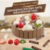 Kitchens Play Food Wooden Children Kitchen Toys Pretend Cutting Cake Kids Fruit Cooking For Baby Birthday Interests 230830