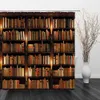 Shower Curtains Library Old Wooden Booksheld Shower Curtains Book Design Bath Curtain Study Room Temple Decoration Bathroom Decor Screens R230831