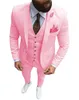 Mens Suits Blazers Pink 3 Pieces Passar Formal Business Notch Lapel Slim Fit Tuxedos Man Blazer för WeddingBlazervestpants 230829