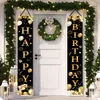 Obiekty dekoracyjne figurki Złote urodzinowe kurtyna drzwi 30 40 50 Happy Tablecloth Stoler Runner Dekoracja imprezy dla domu 230829