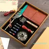 Antique Gear Metal Journal Retro Stylish Feather Steampunk Quill Ink Pen Sealing Wax Stamp Notebook Pen Steampunk Set for Gifts