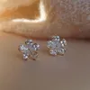 Boucles d'oreilles WPB S925 en argent sterling pour femmes, bijoux à paillettes en forme de fleur et de diamant pour cadeau de vacances pour filles