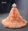 豪華なウエディングドレス3次元の花ハイウエストふわふわスカートドラッグSM231109