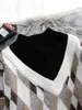 Kobiety swetry Fałszywe dwa kawałki Diamentowa Plaid for Women 2023 Autumn V Pullover szyi dzika