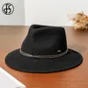 Chapeaux larges seau FS Fedoras de luxe pour femmes hommes Gentleman élégant automne hiver Jazz chapeau laine Vintage Gangster Trilby feutre casquette 230829