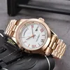 2024 Nya herrmode kvarts armbandsur Week Datum Hot Selling Luxury Watch Double Calender Watch Rostfritt Steel Strap Watch Gift Watch