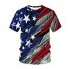 T-shirts pour hommes USA Drapeau Amérique Juillet Quatrième 3D Imprimer Tshirt Tops Hommes Femmes Mode Casual O-Cou T-shirts Chemise Garçon Fille Vêtements Camiseta