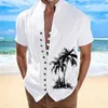 Men's T Shirts Printed Dress Men Beach Holiday Shirt Mens Cuff Button Stand Collar Plain