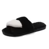 Chinelos de algodão peludo peep toe grosso sola mulheres branco liso outwear senhoras slides outono flip flops mulher