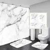 Занавески для душа 3D мраморное душевое занавестное набор для ванной коврики Водонепроницаемость ванной комнаты с современным стилем крышка домашнего декора R230831