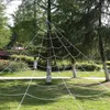 Halloween Spider Web 5m 7m triangulära enorma spindelbanor för inomhus utomhus halloween dekorationer gård hem kostymer fester spökade husdekor