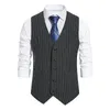 Wholesale- slim fit striped dress vests for men good qaulity mens suit vest male waistcoat casual size 3xl