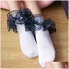 Chaussettes pour enfants 8 couleurs bébé filles coton dentelle trois-nsional chaussette à volants infantile enfant en bas âge vêtements pour enfants cadeaux de Noël M3214 Drop Deliv Dhsj2