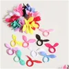 Hårtillbehör 100st/Lot Children Elastic Band Cute Polka Bow Rabbit Ears pannband Girl Ring Scrunchie barn hästsvanshållare Hår Dh7tn