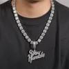 Collana con ciondolo umile con lettera di diamanti con catena in corda regalo di gioielli hip-hop bling placcato oro argento