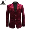 Ternos masculinos Blazers Velvet Silver Blazer Homens Paisley Jaquetas Florais Vinho Vermelho Golden Stage Terno Jaqueta Elegante Casamento Mens Blazer Plus Size M-5XL 230829